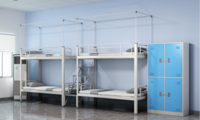 连体（步梯）双层床1--学校家具-按产品分类-学生床-公寓床-铁架床