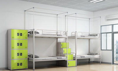 连体（步梯）双层床-學校家具-按産品分類-学生床-公寓床-铁架床