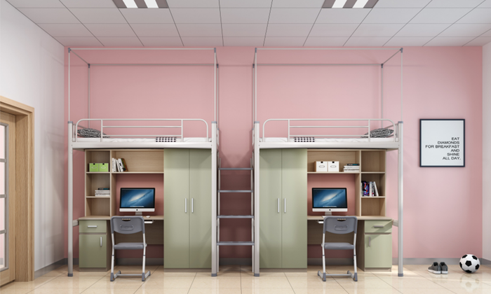 连体（步梯）公寓床1-学校家具-学校宿舍家具-学生床-公寓床